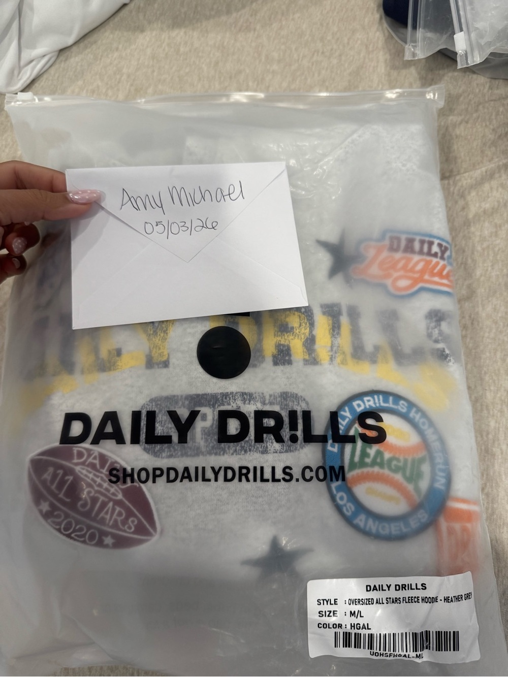 Daily Drills All Stars White Heather Gray Graphic Logo Fleece Hoodie
